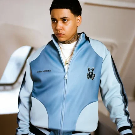 Athletic Gradient Poly Track Jacket – Baby blue g