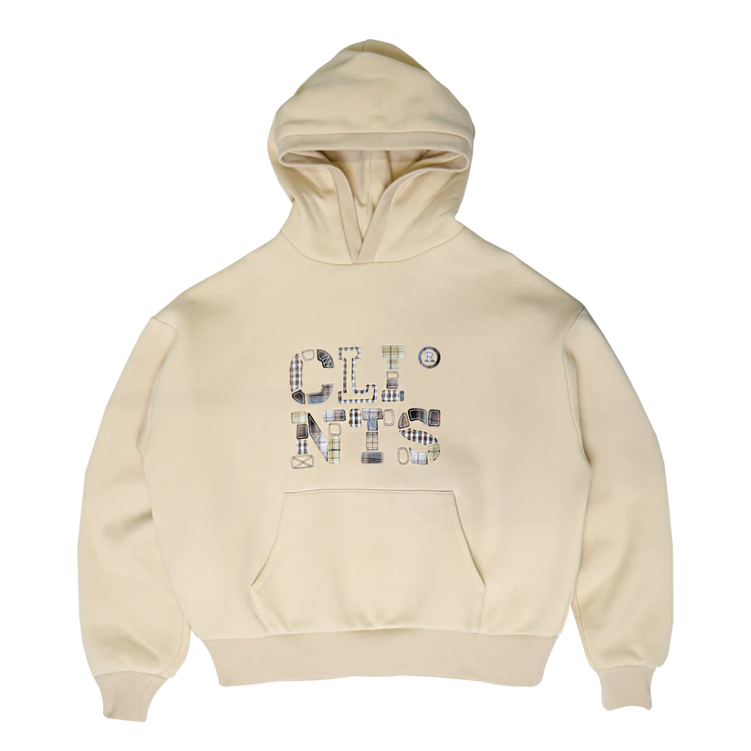 Clints Patch Work Hoodie – Cream Clints Patch Work Hoodie – Cream